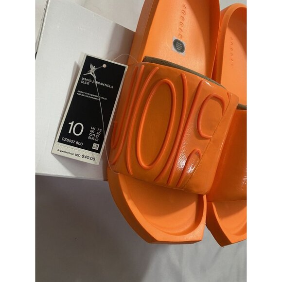 New Womens Size 10 Orange Jordan Nola Slides CZ8027 800 - Picture 2 of 10